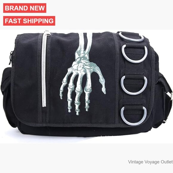 Large Capacity Canvas Messenger Backpack Goth Grunge Y2K Fashion main image 5